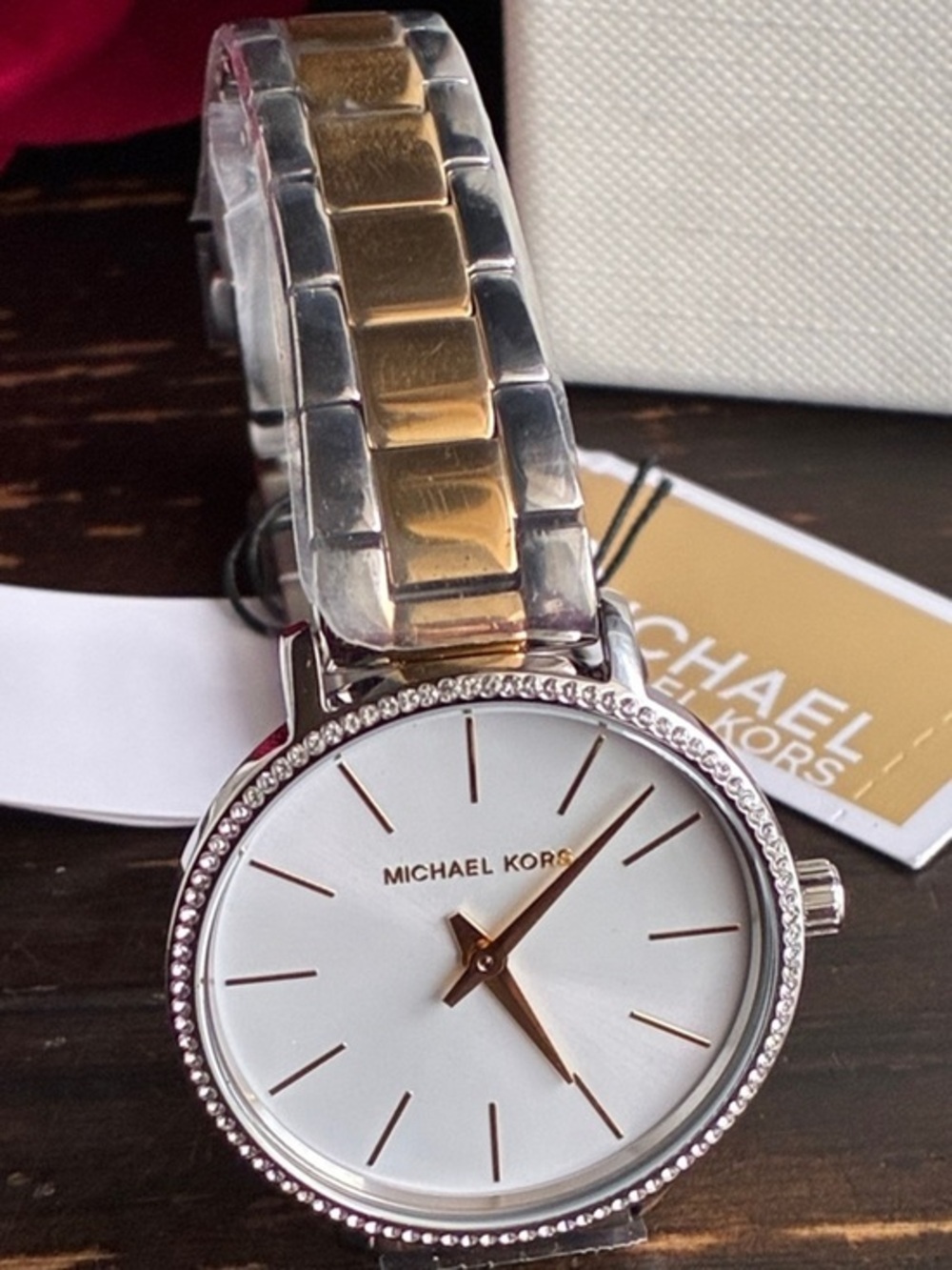 MICHAEL KORS WATCH,Michael Kors Women's Two-Tone Silver and Gold Bracelet Watch